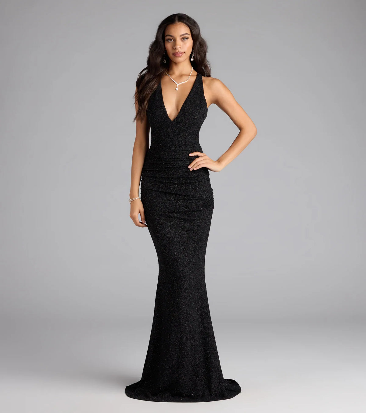 Corinne Glitter Knit Strappy Back Mermaid Dress