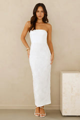 Crowned In Confidence Strapless Maxi Dress White