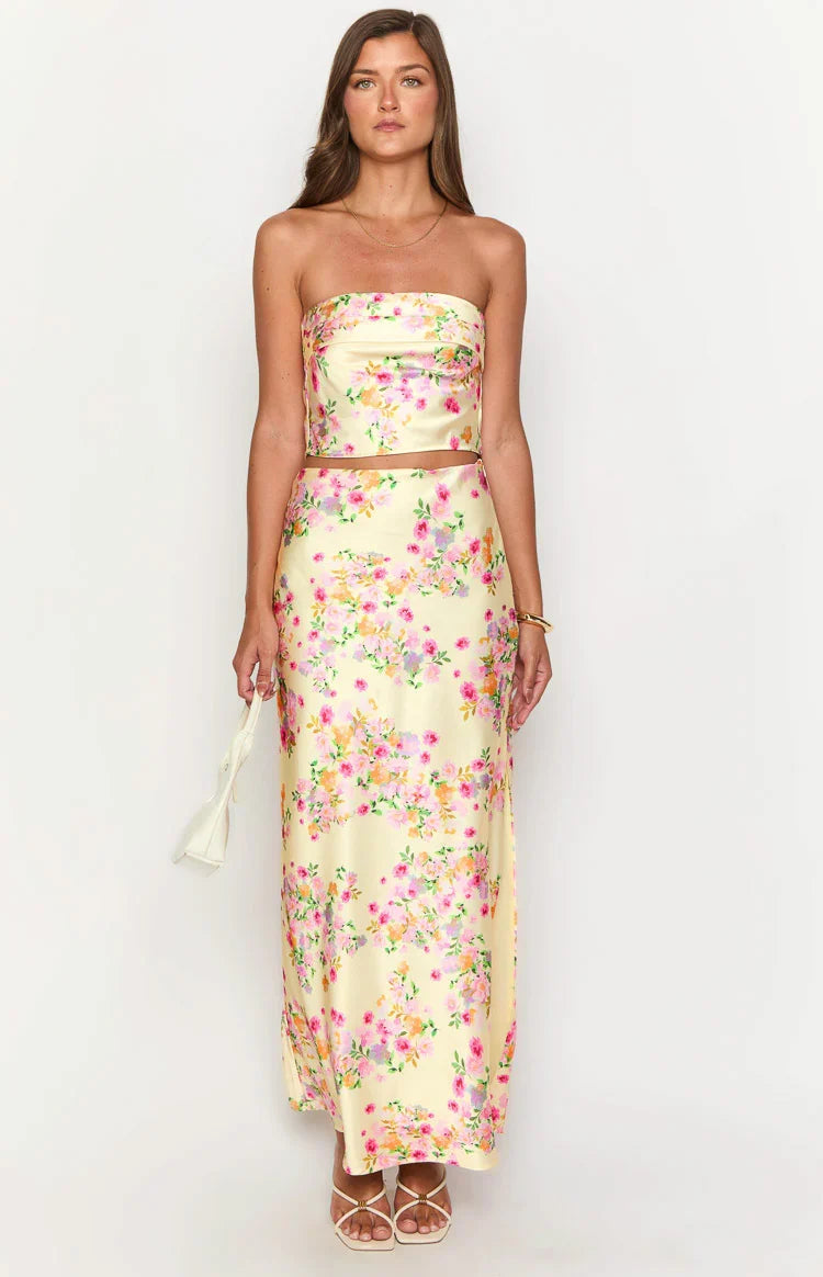 Genevieve Yellow Bloom Maxi Skirt