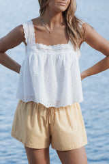 Aideen Eyelet Top - White
